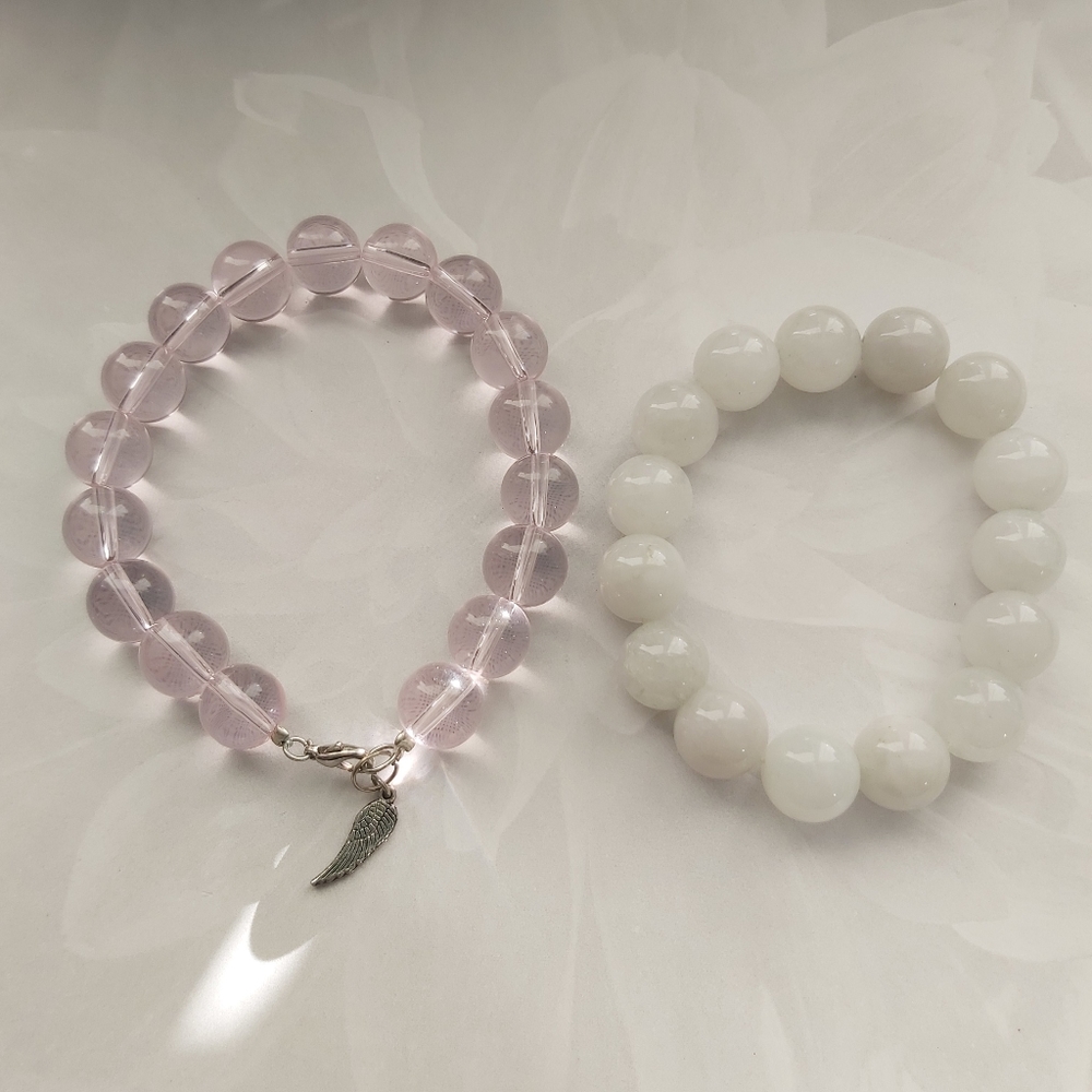 :Jade $ Rose Pink Quartz Beads Bracelet